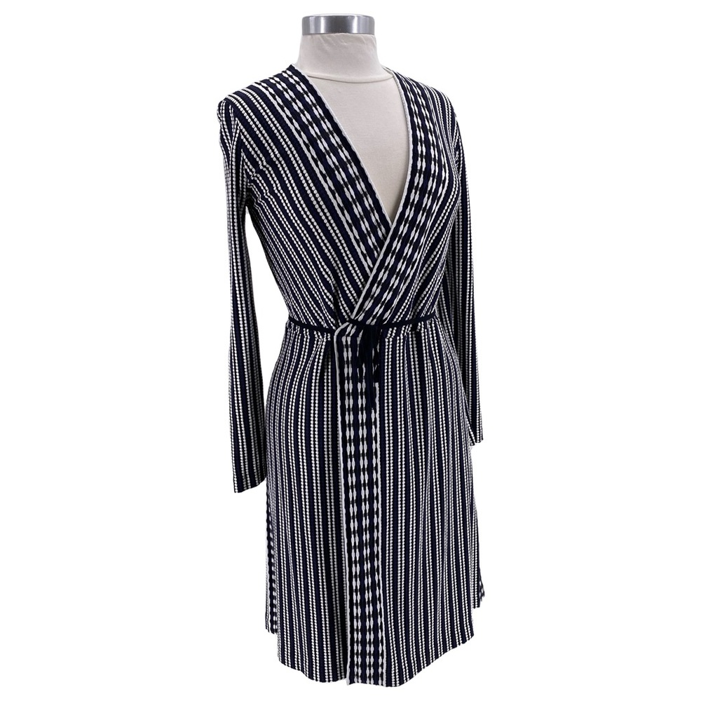 Tory Burch navy blue & white striped cardigan